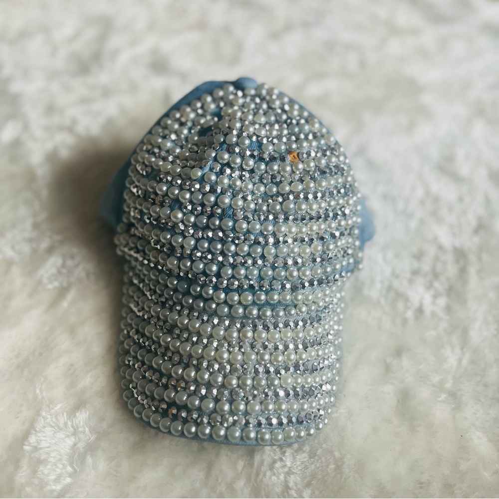 Y2K Blue Rhinestone Baseball Hat - Picture 4 of 10